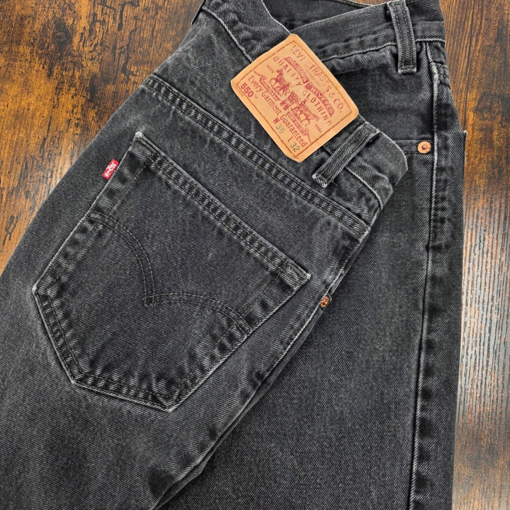 Levi's 550 Relaxed Fit Jeans Men 36x32 Black Vintage Tapered Leg Denim 90s Y2K